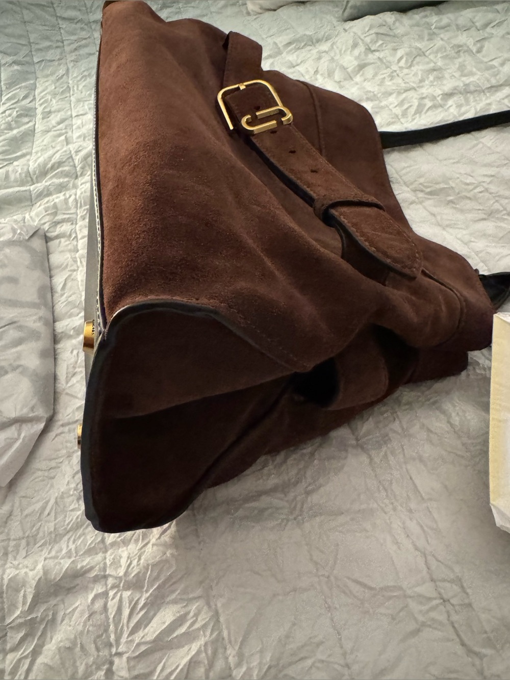 NWT Marc Jacobs THE SUEDE DAKOTA SATCHEL Dark Brown - Picture 7 of 15